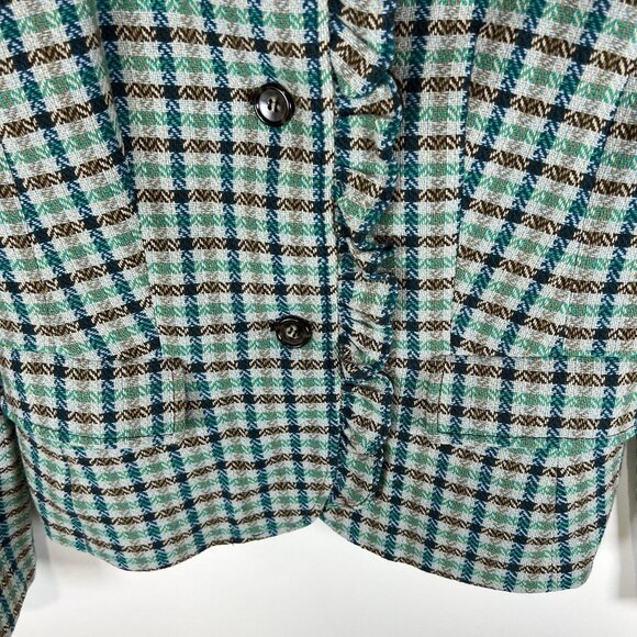 Talbots Blazer Jacket Grace Fit Herringbone Elbow Patch Wool Green Women’s Sz 8 - Picture 3 of 8